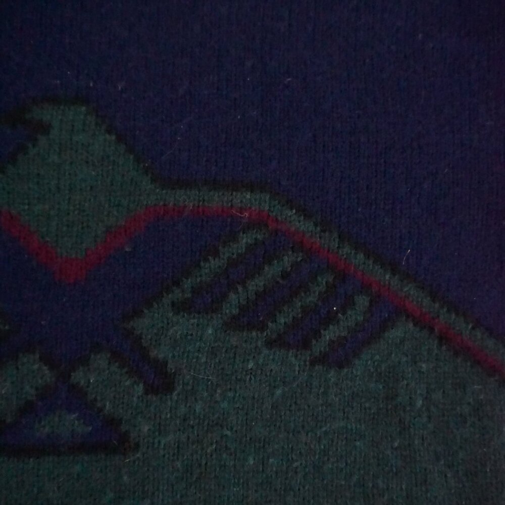 Vintage 90s' Woolrich Knit Sweater Navy Green Geometric Eclectic Grandpa Large - Picture 10 of 10